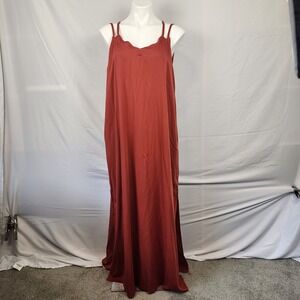 SheBird Savannah Brick Red Strappy‎ Build In Bra Maxi Dress Women's Size 8